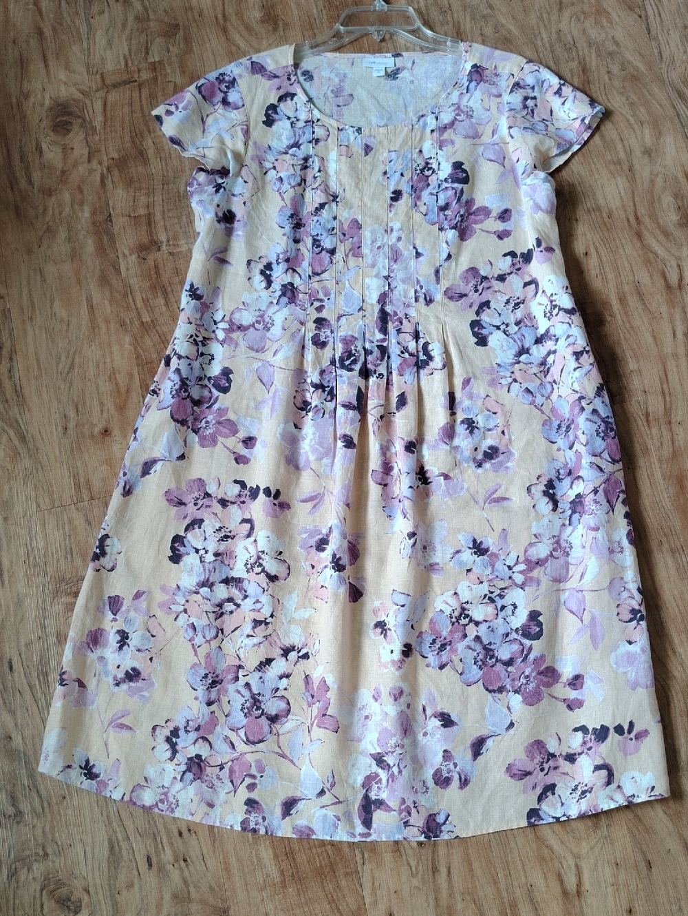 JJill Floral Linen Dress in Peach and Purple